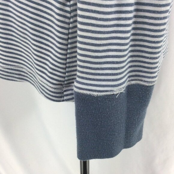 Aventura Hoodie Top Womens Medium Slate Blue Striped Jersey Knit Henley Bamboo - Picture 9 of 10